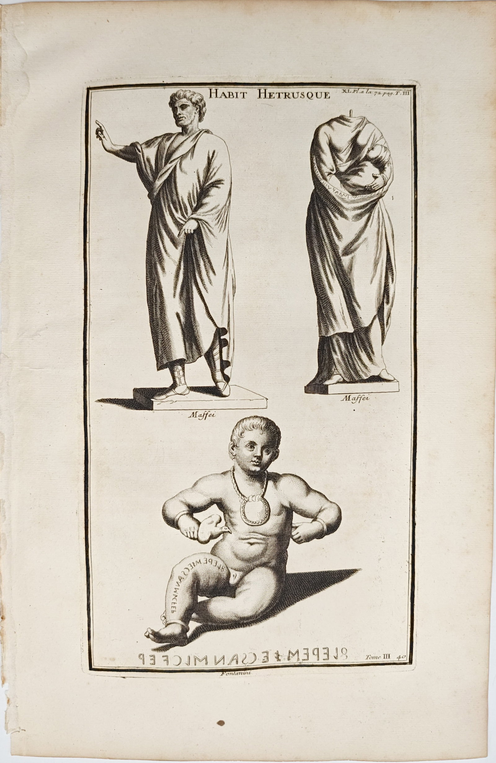 Bernard de Montfaucon – Etruscan Dress and Antiquities – Engraving (18th Century) (1 of 2)