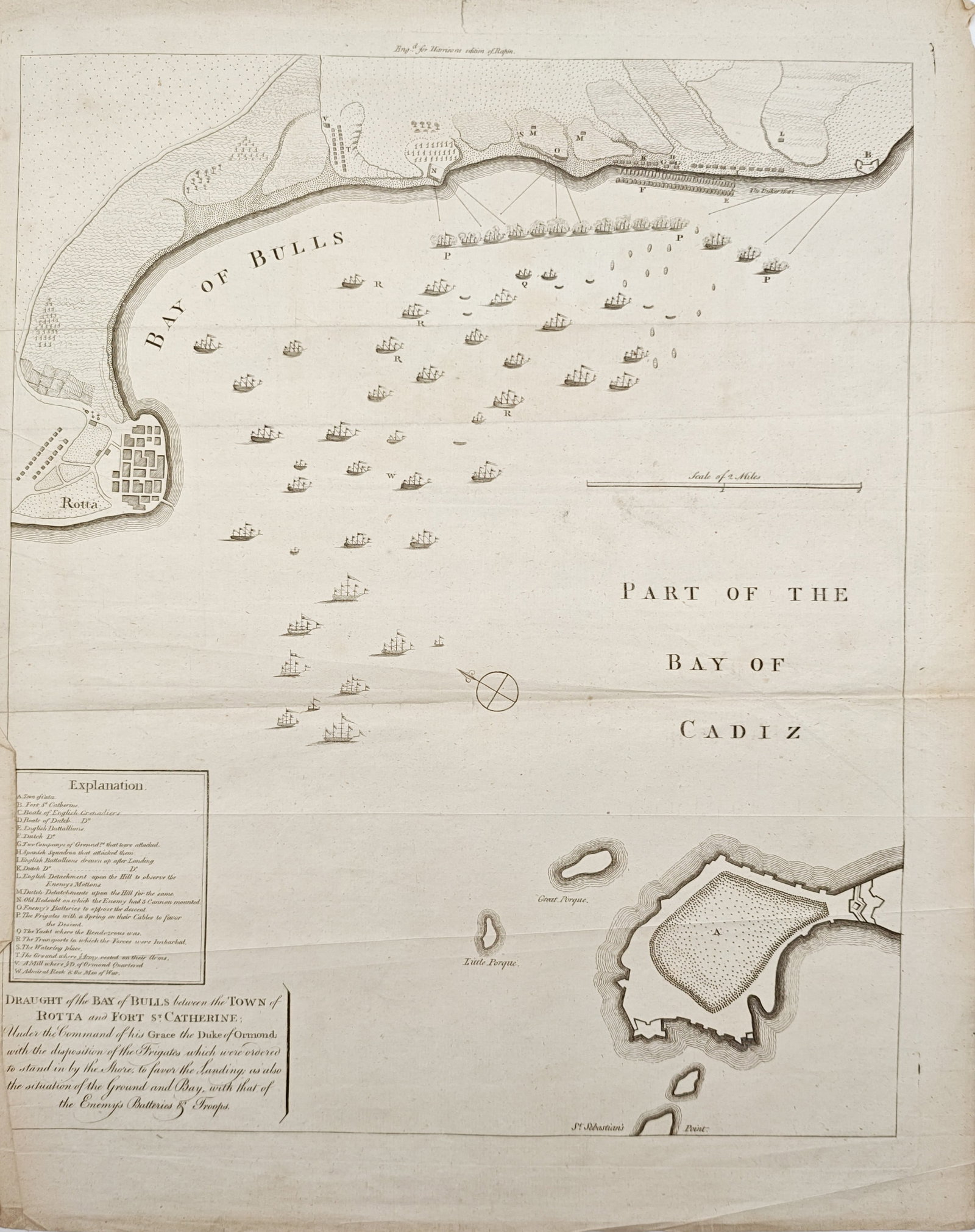 Thomas Bowen – Map of the Bay of Bulls and Cadiz – Spain – Engraving (18th Century) (1 of 2)