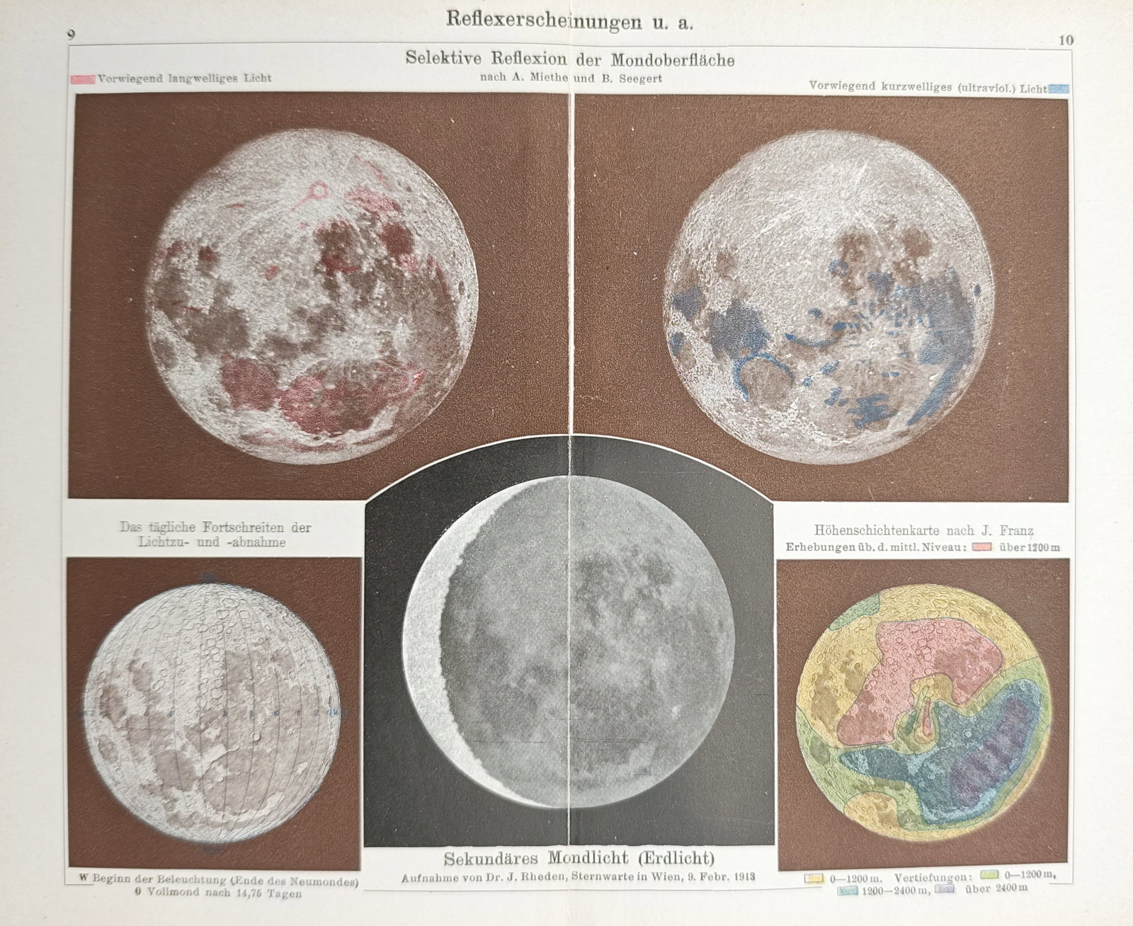 Meyers Großes Konversations-Lexikon – Studies of Lunar Reflection Phenomena – Lithograph (1 of 2)