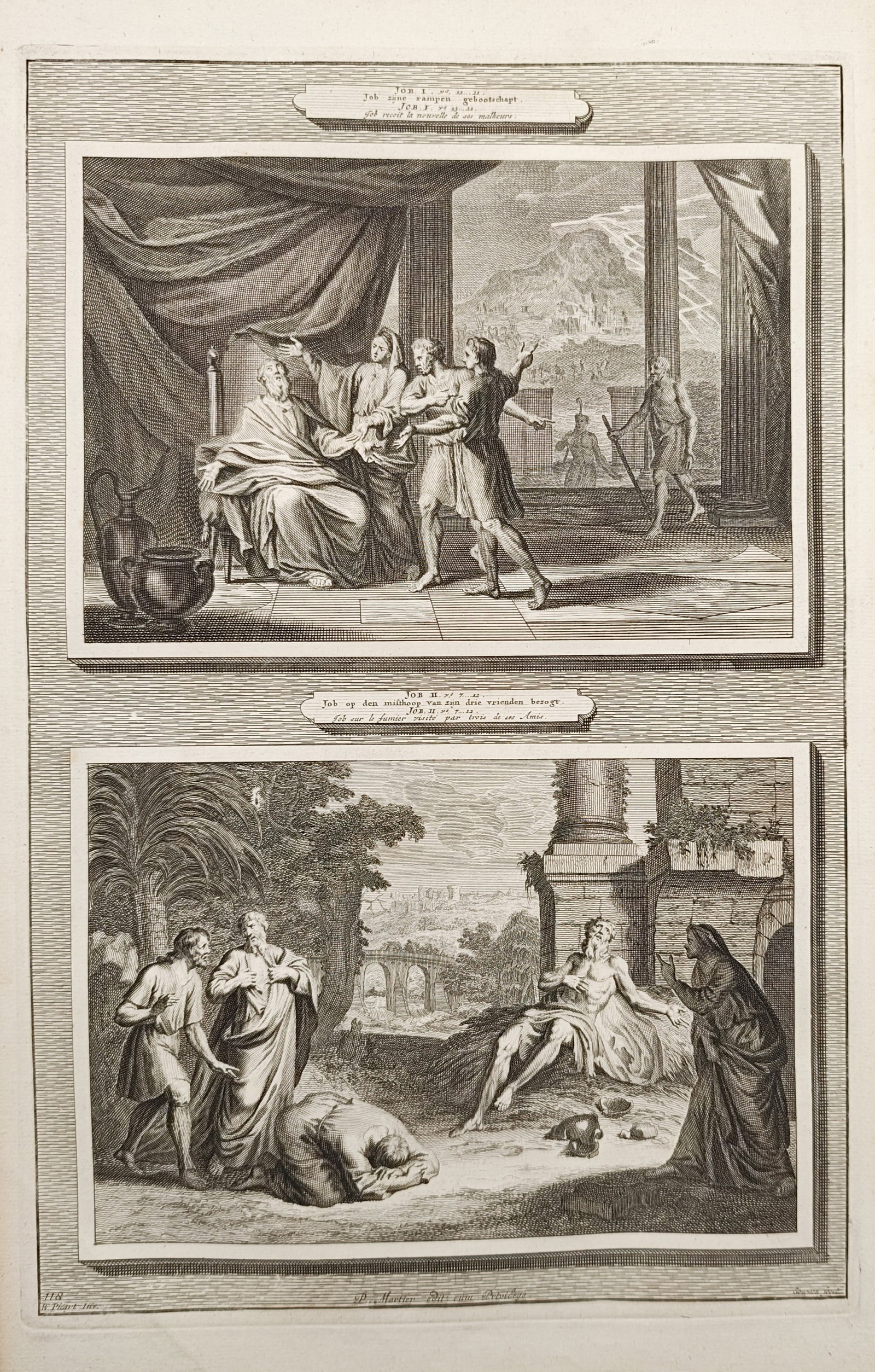 Pieter Mortier – Scenes from the Life of Job – Engraving (1700) (1 of 2)