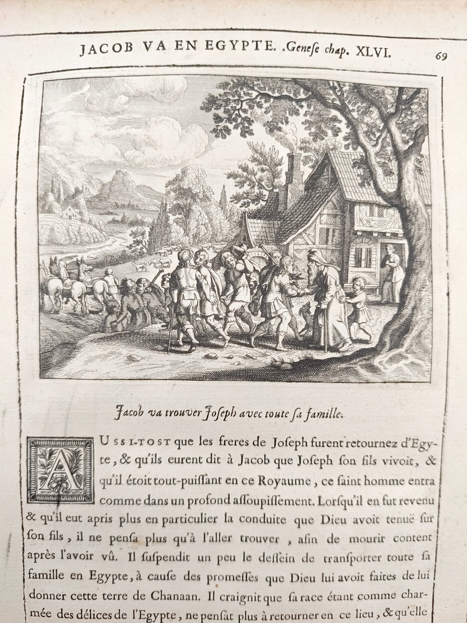Nicolas Fontaine – Jacob Goes to Egypt – Engraving (17th Century) (1 of 3)