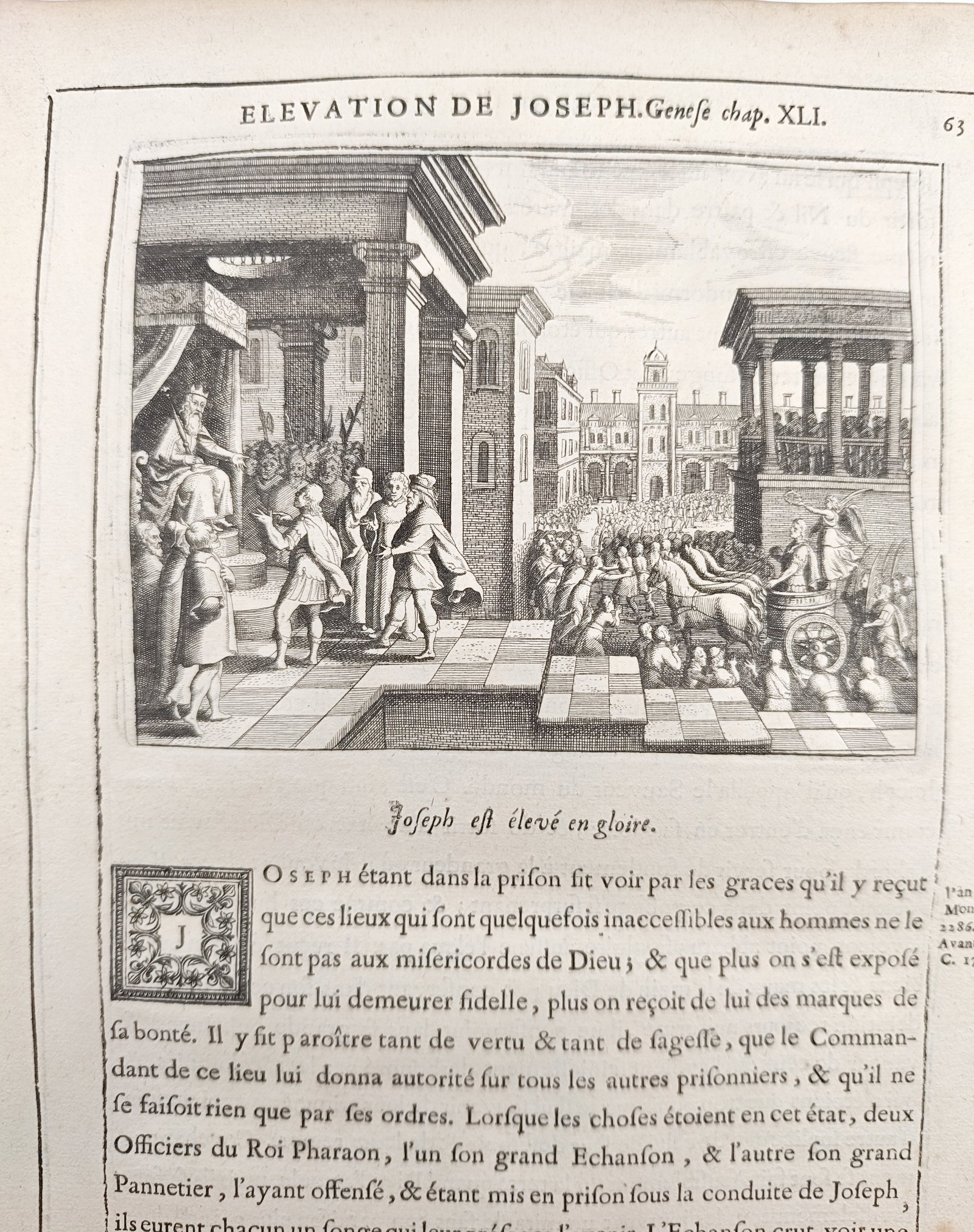 Nicolas Fontaine – Elevation of Joseph – Engraving (17th Century) (1 of 3)