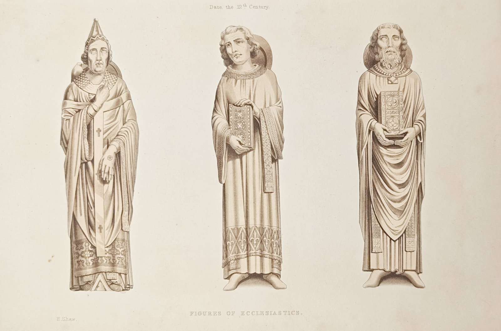 Henry Shaw – Figures of Ecclesiastics – Hand-Colored Engraving (19th Century) (1 of 2)