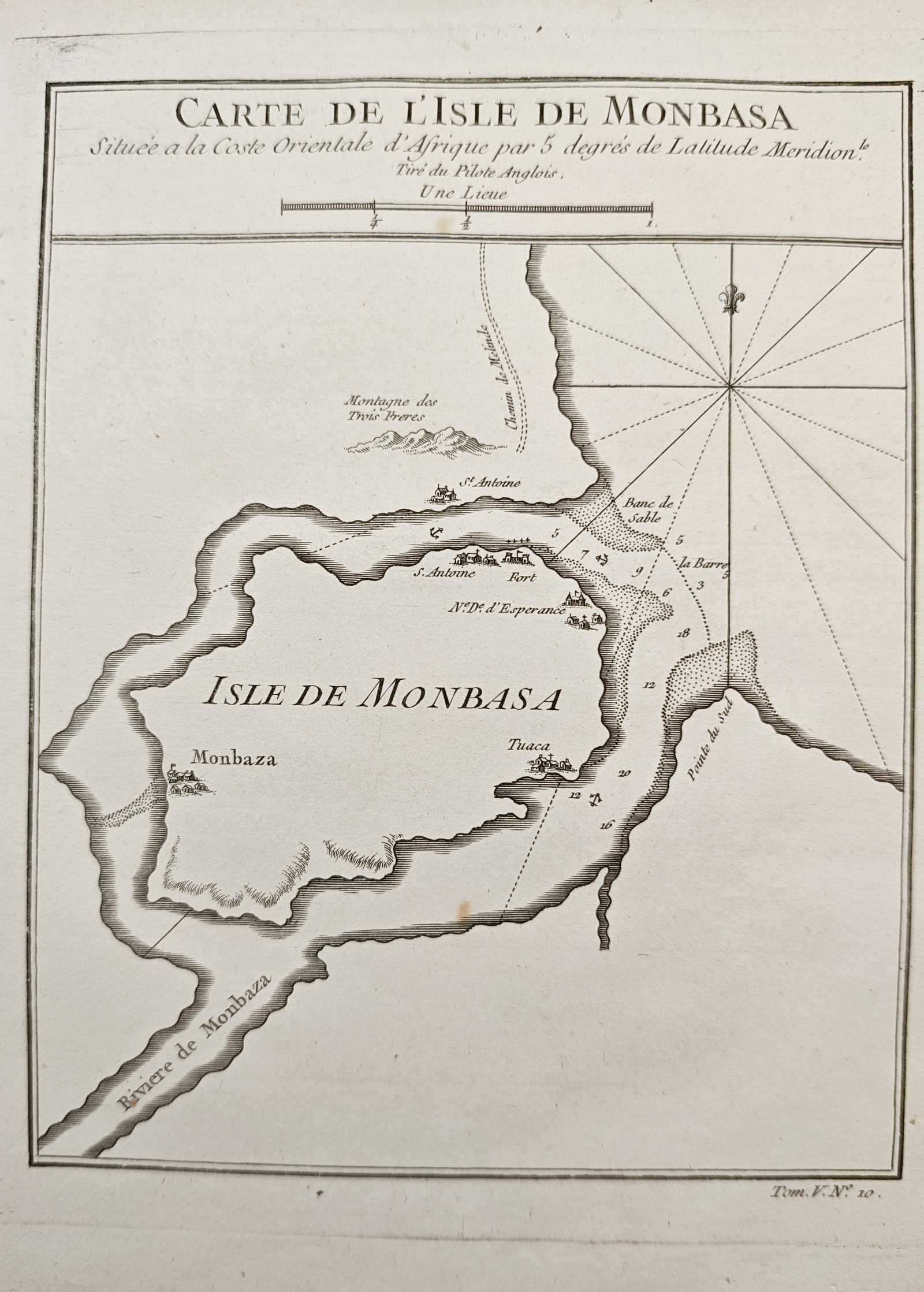 Abbe Antoine Francois Prevost – Map of Mombasa Island – Kenya – Engraving (18th Century) (1 of 2)