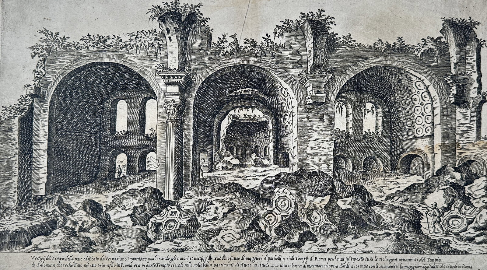 Étienne Dupérac, after – Remains of the Temple of Peace Built by Emperor Vespasian – Engraving (1 of 3)