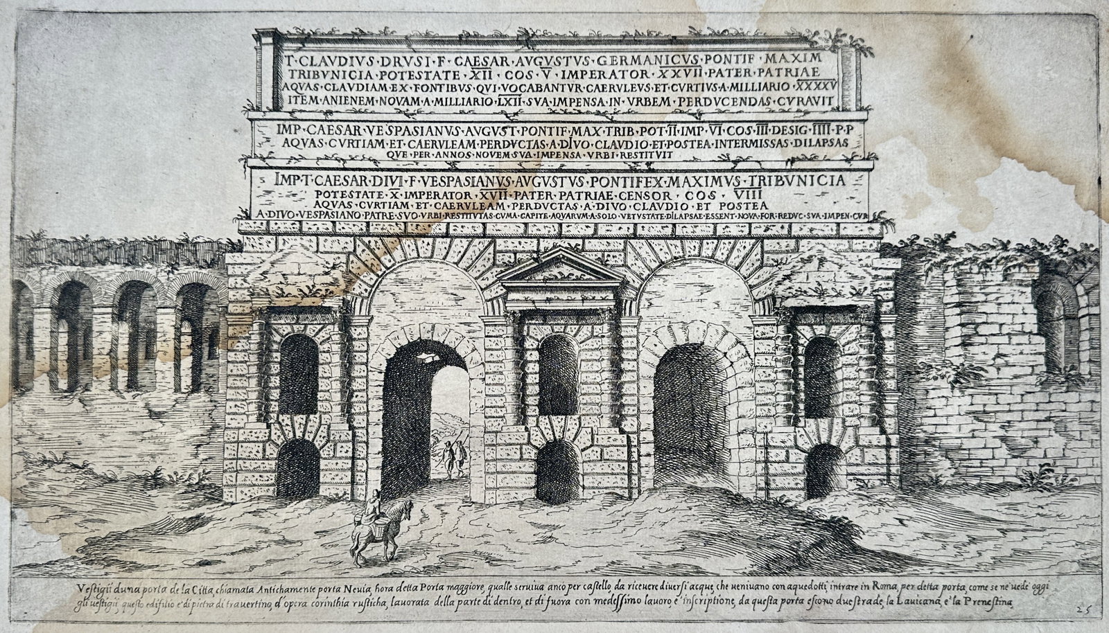 Étienne Dupérac, after – Remains of Porta Maggiore in Rome – Engraving (17th Century) (1 of 2)