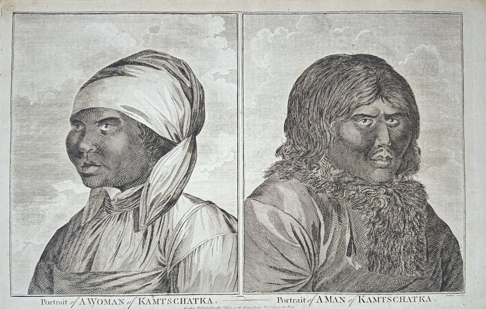 Alexander Hogg – Portraits of a Woman and a Man of Kamtschatka – Engraving (18th Century) (1 of 2)