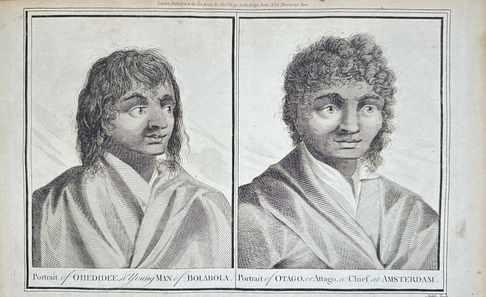 Alexander Hogg – Portraits of Ohedidee of Bolabola and Otago Chief of Amsterdam – Engraving (1 of 2)