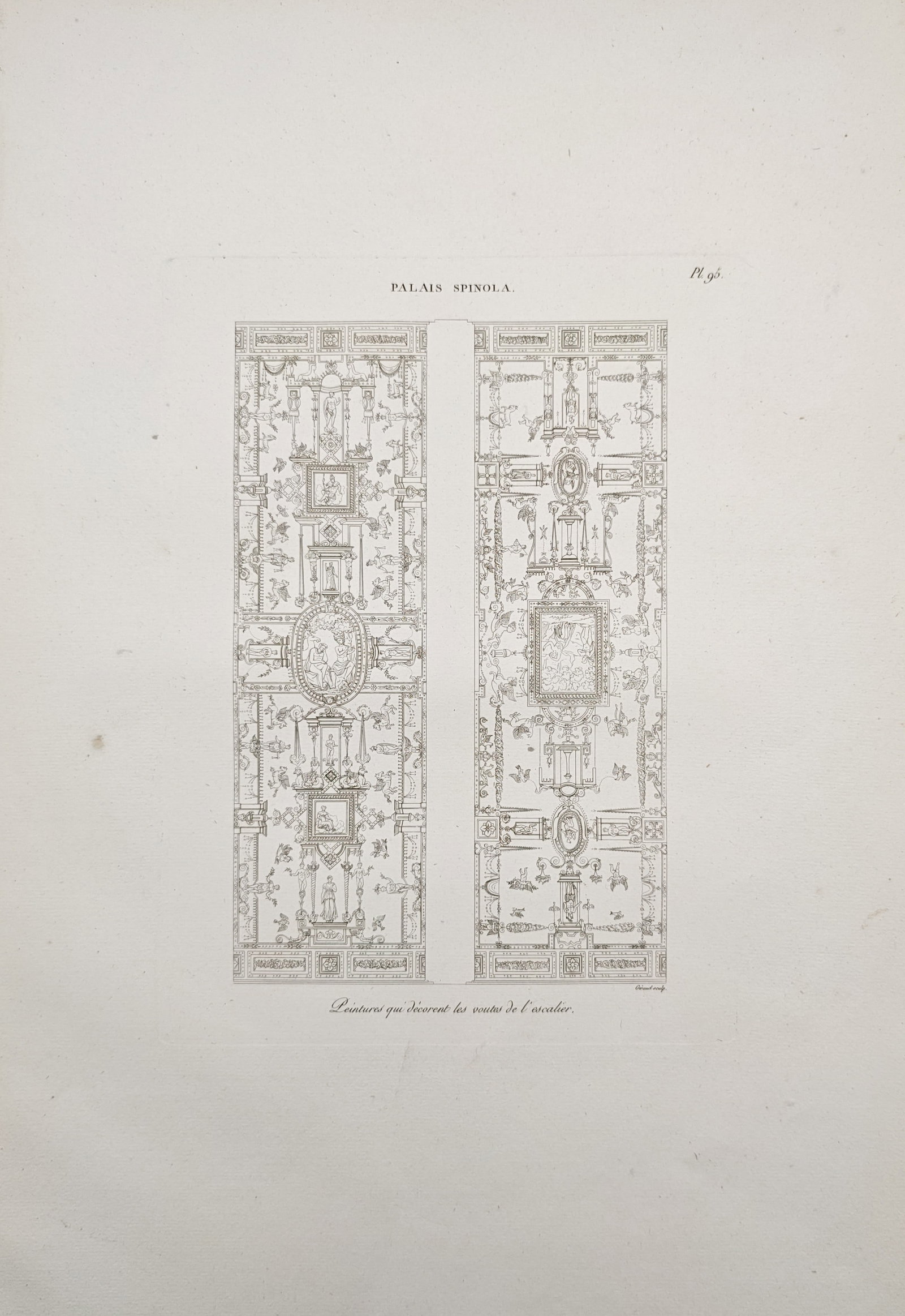 Girard - Architectural Grotesque Ceiling Decorations of the Spinola Palace Staircase - Engraving (1 of 2)