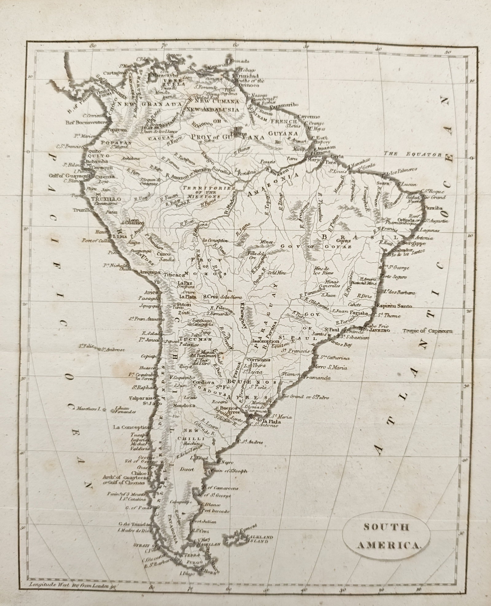 Thomas Bowen – Map of the South American Continent – South America – Engraving: "The South American Continent" presents an expansive historical cartographic study outlining the mainland geography, detailing major rivers, coastal features, mountain chains, and regional administrat