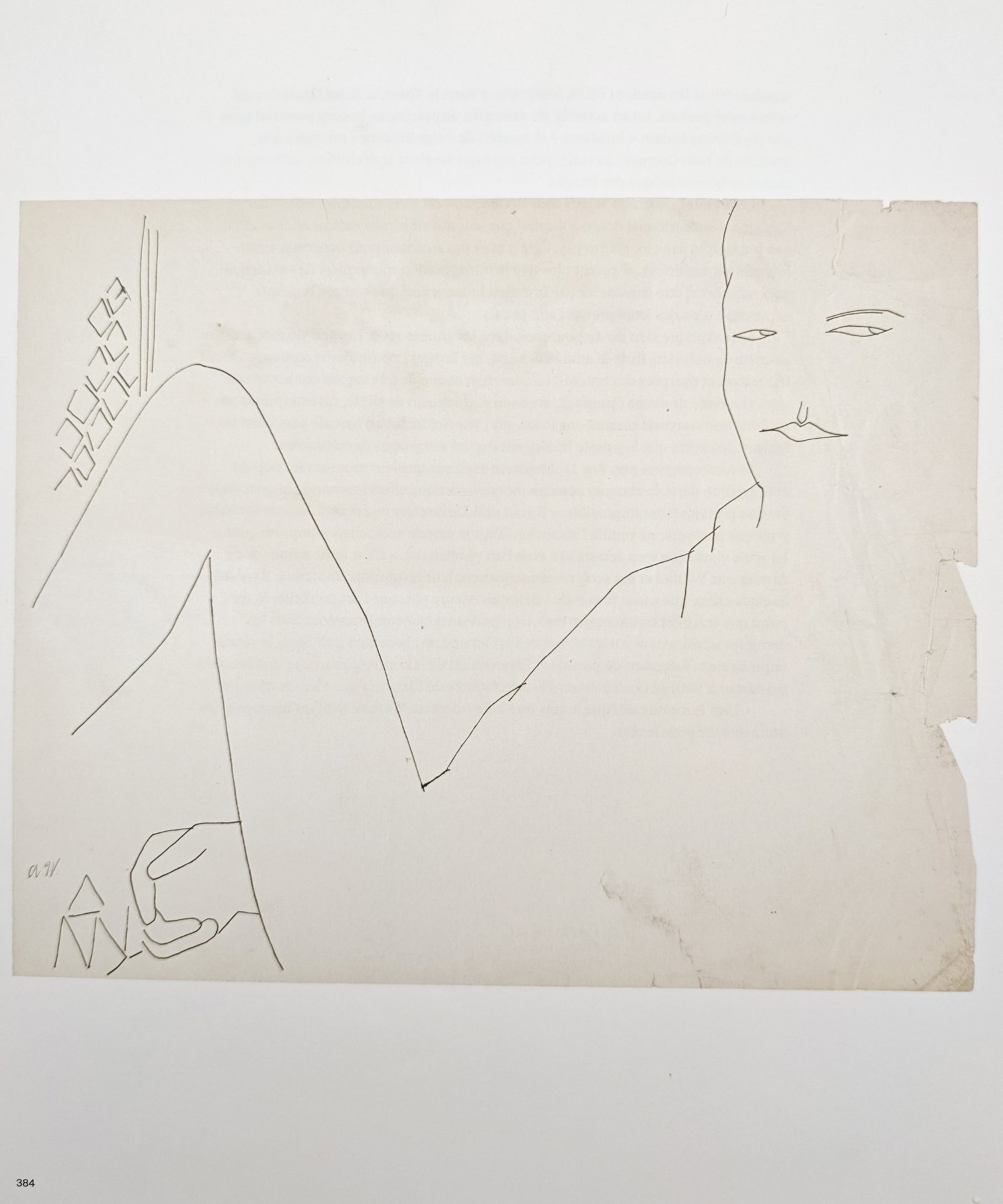 Andy Warhol,after – Reclining Figure – Offset lithographic reproduction (2006): "Reclining Figure" presents an intimate linear figurative study illustrating a reclining male subject rendered with minimal, continuous contour lines against a pale aged ground. The composition was pu