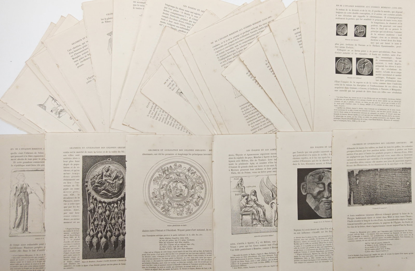 Victor Duruy – Set of 40: Classical Antiquities, Ancient Artifacts, and Historical Reliefs: "Classical Antiquities, Ancient Artifacts, and Historical Reliefs" presents an extensive archaeological compendium illustrating Greco-Roman decorative medallions, ancient coins, sculpted portrait bust