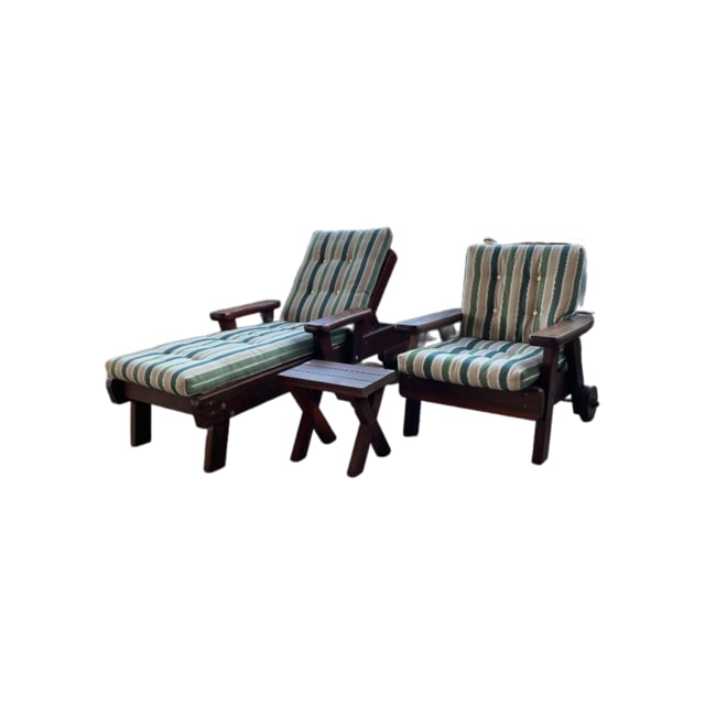 Redwood Outdoor Patio Set With Chaise Lounger, Chair and Table (1 of 7)