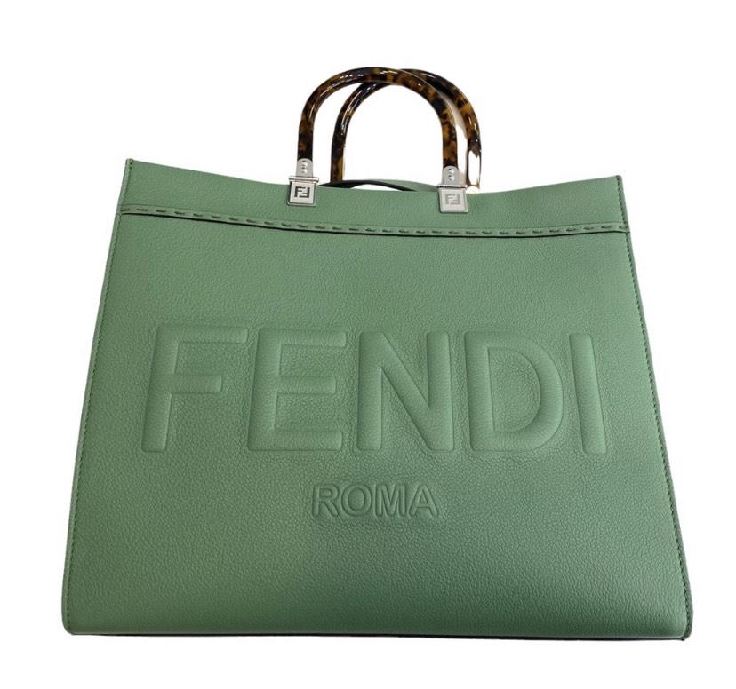 FENDI Authentic Sunshine Medium Mint green leather shopper (1 of 7)