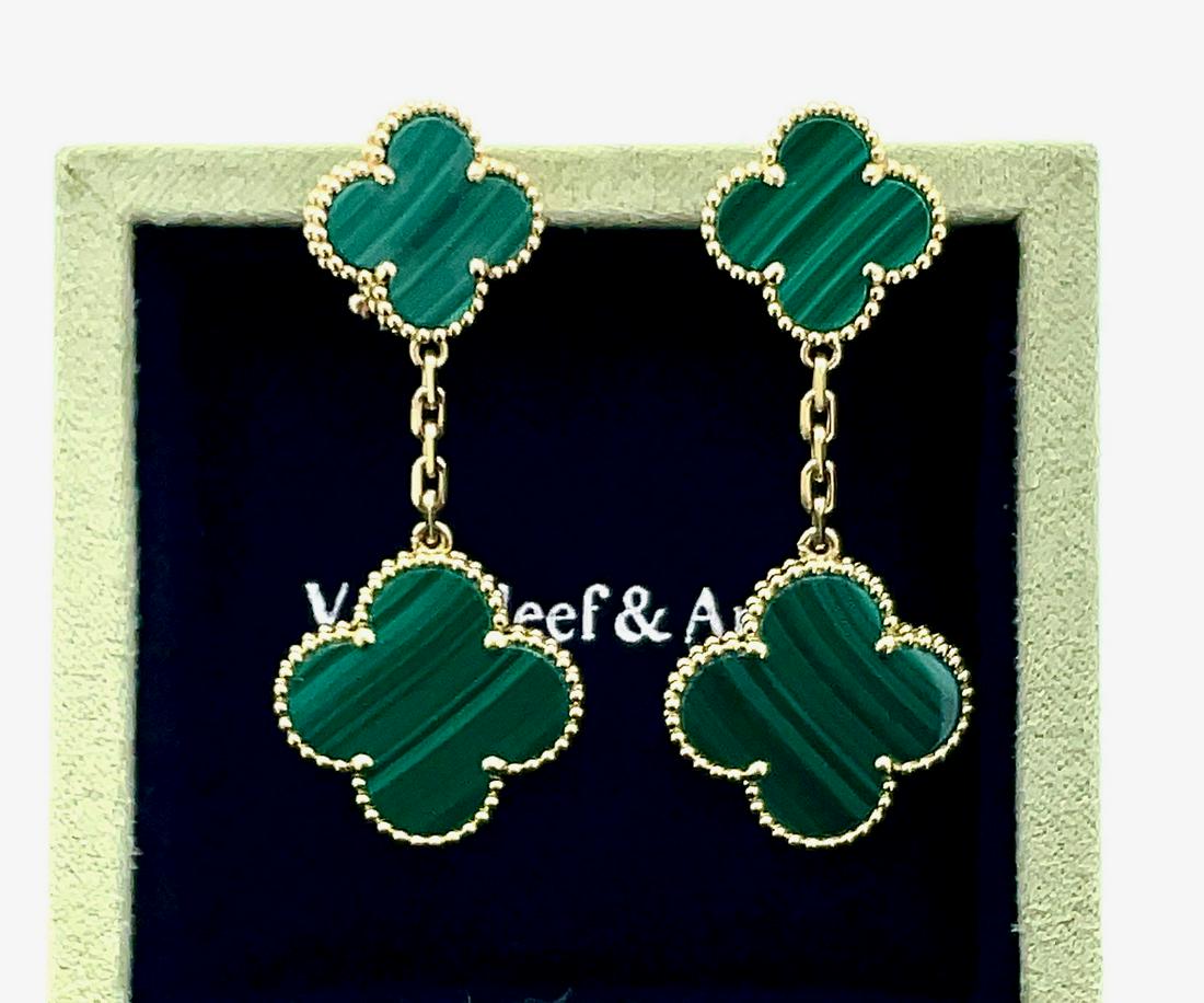 Van cleef and deals arpels malachite earrings