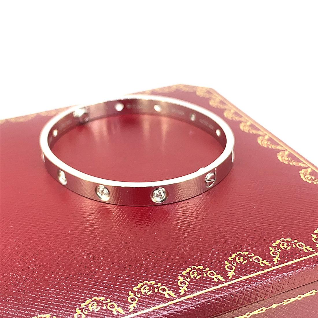 Cartier 18k White Gold 10 Diamond Love Bracelet Size 18 (1 of 5)