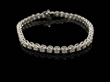 14K White Gold apx 5 ctw Diamond Tennis Bracelet (1 of 6)