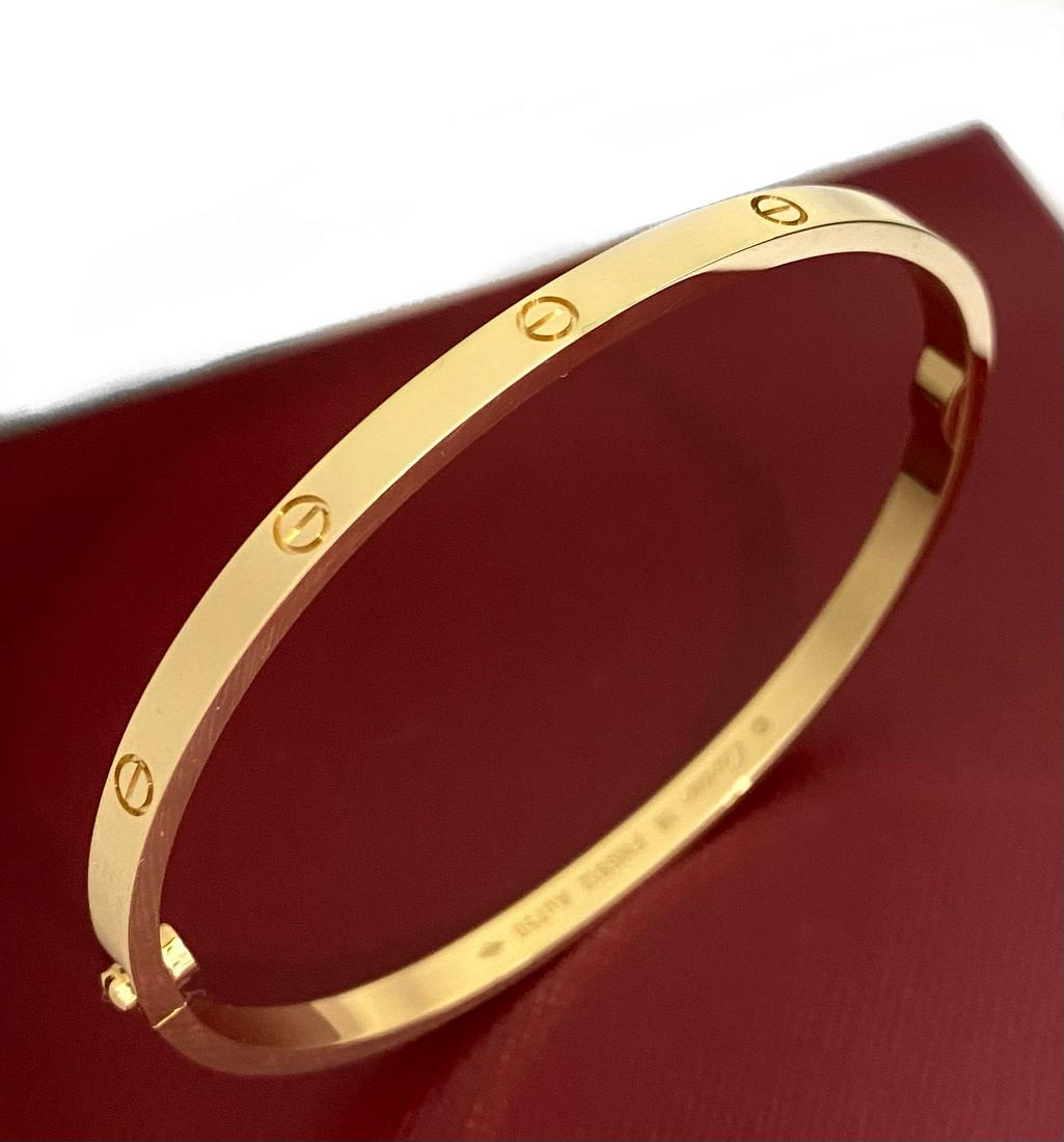 Cartier 18K Yellow Gold Love Bracelet, Small Model Size 18 (1 of 6)
