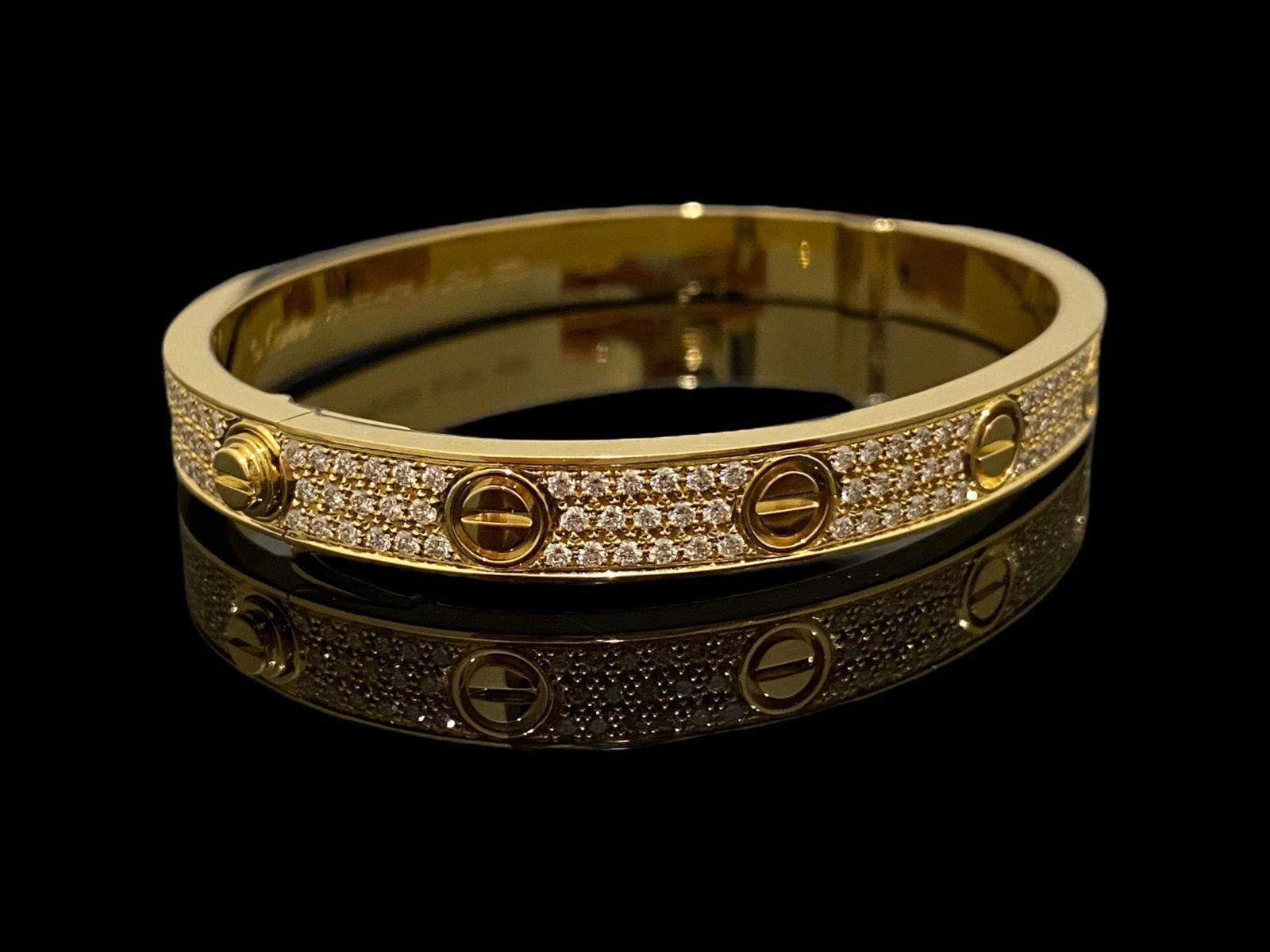 Cartier 18k Yellow Gold Pave Diamond Bracelet Size 17 (1 of 6)