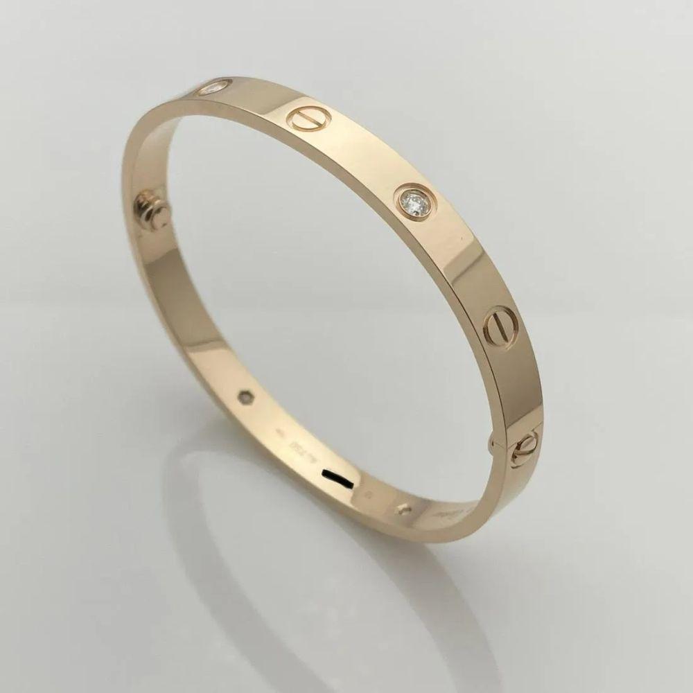 Cartier 4 Diamond 18k Rose Gold Love Bracelet Size 18 0226 On Jan 01 23 a Auction Gallery Inc In Fl