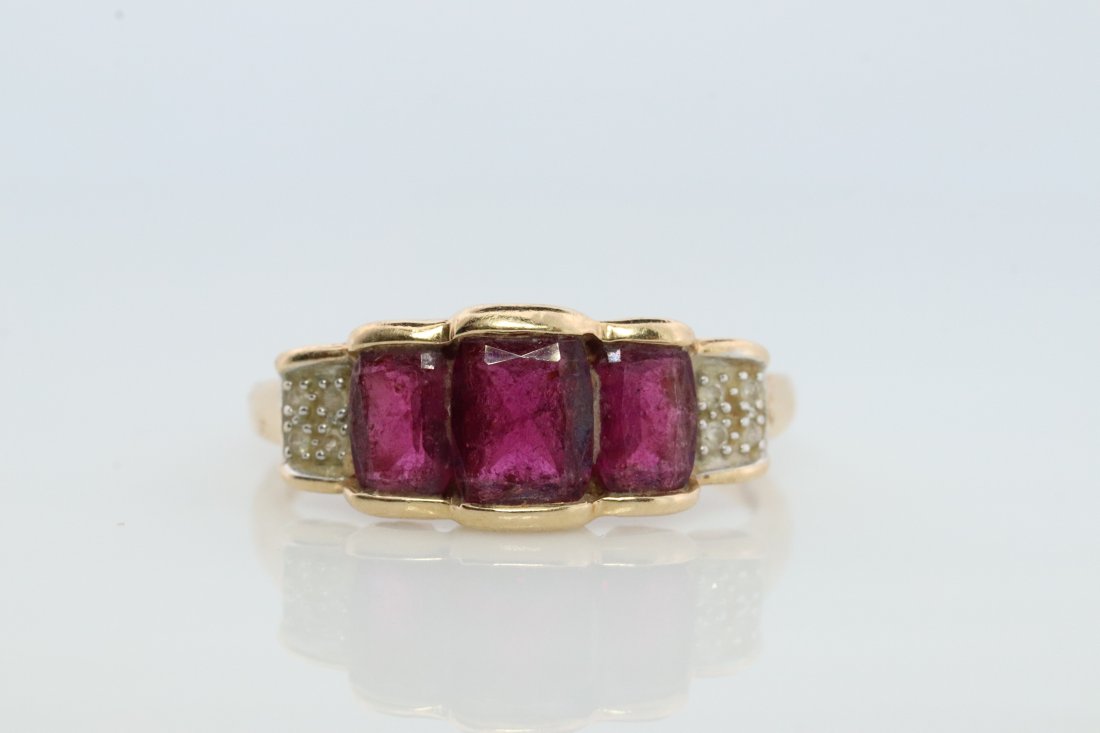 14k Gold Ring / Band With Garnets and Diamonds (1 of 5)