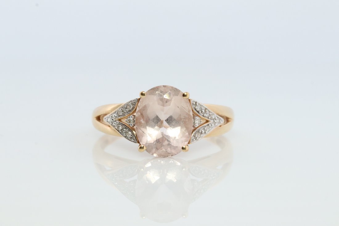 14k Gold Ring / Band With Morganite and Diamonds (1 of 4)