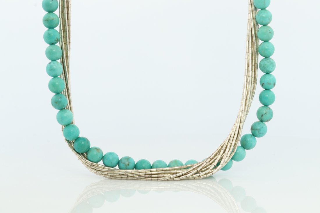 Sterling Silver Turquoise Liquid Multi-Strand Necklace (1 of 5)
