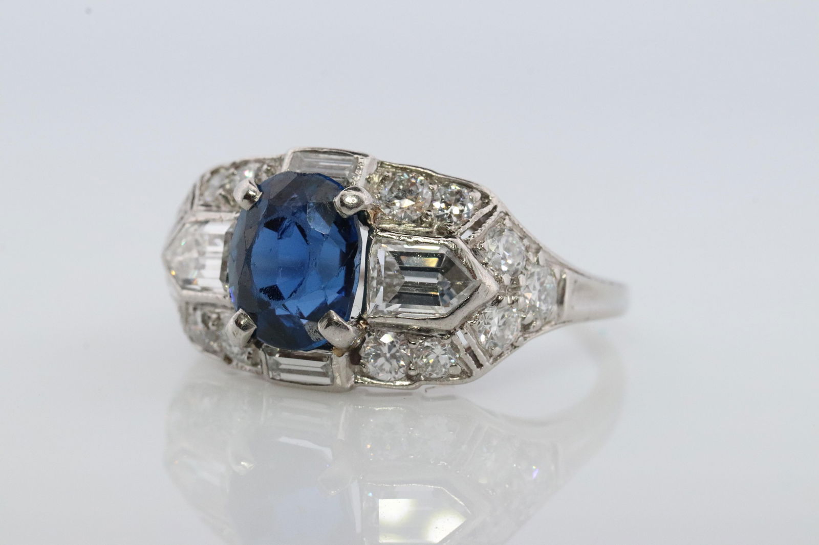 Sapphire and Diamond Ring. Hallmarked Tiffany. (1 of 10)