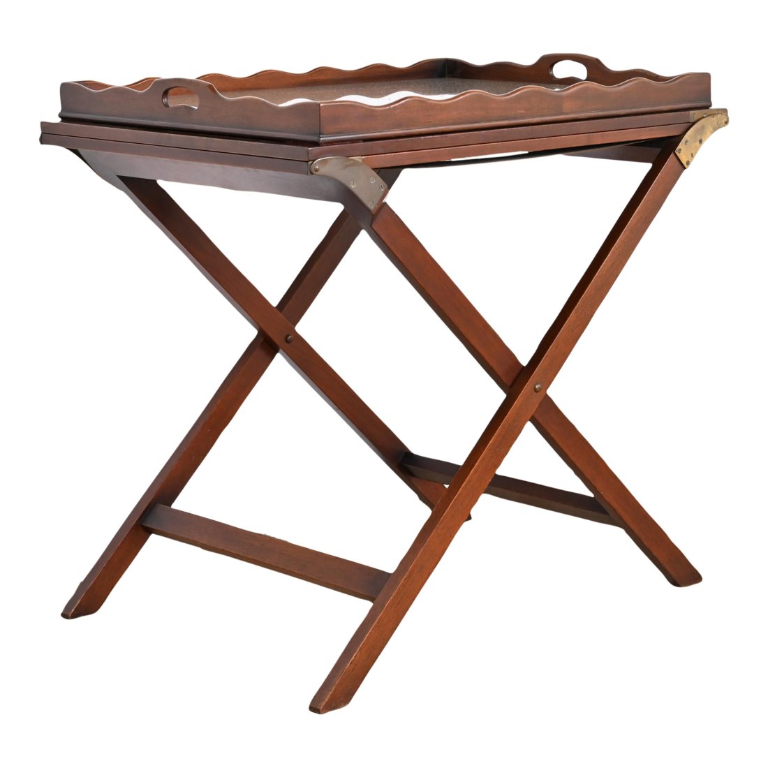 Baker Furniture Mid-Century Campaign Mahogany Butler Stand With Removable Server Tray (1 of 12)