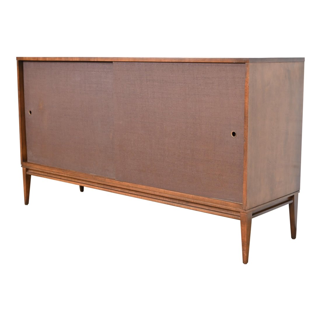 Paul McCobb Planner Group Birch Sliding Door Sideboard Credenza: An exceptional Mid-Century Modern sideboard, credenza, or bar cabinet By Paul McCobb for Winchendon Furniture, "Planner Group" USA, 1950s Solid birch, with sliding grass cloth doors. Measures: 60"W x