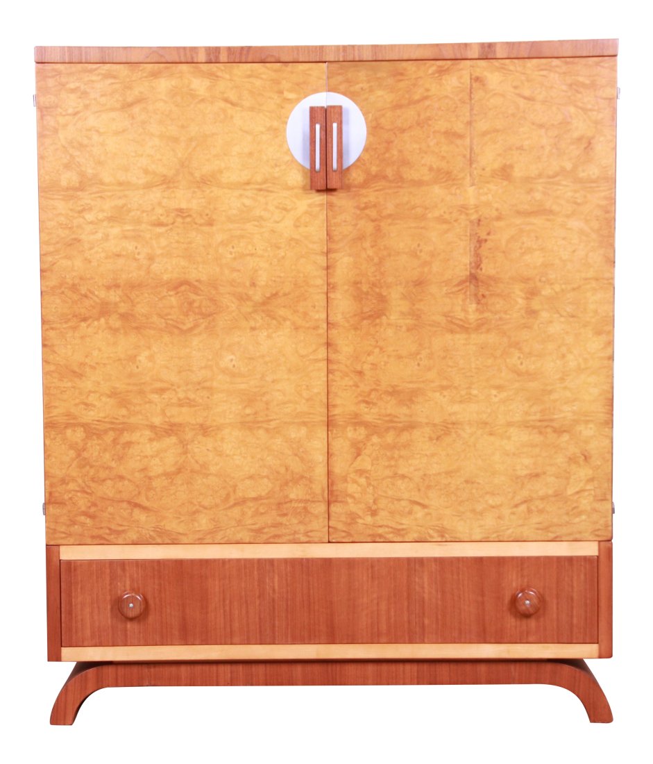 John Widdicomb Art Deco Burl Wood and Walnut Gentleman's Chest, Newly Refinished (1 of 11)