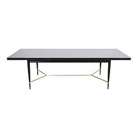Paul McCobb for Directional Mid-Century Modern Black Lacquer and Brass Extension Dining Table, Newly (1 of 12)