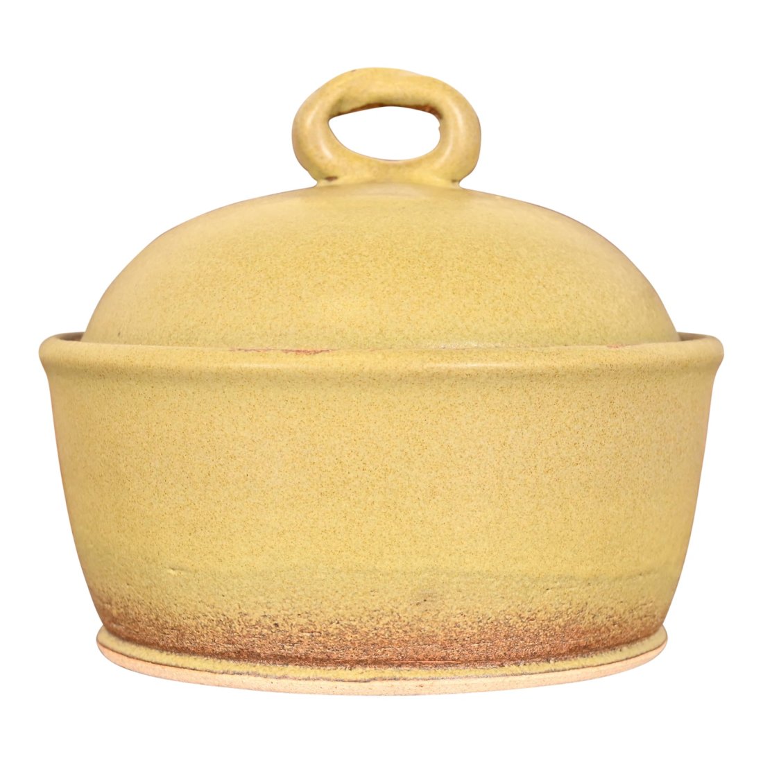 Studio Pottery Glazed Bowl With Lid From Frank Lloyd Wright's DeRhodes House: A beautiful vintage glazed studio pottery bowl with lid Procured from Frank Lloyd Wright's DeRhodes House. USA, 20th Century Measures: 6"W x 6"D x 5.5"H. Very good original vintage condition. Maker's