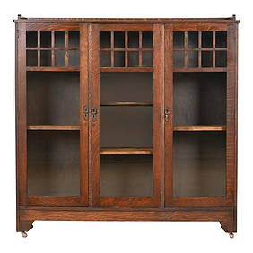 Lifetime Mission Oak Arts and Crafts Triple Bookcase, Circa 1900 (1 of 10)