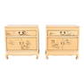 Hollywood Regency Chinoiserie Cream Lacquered Nightstands in the Manner of Henredon, Pair