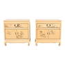 Hollywood Regency Chinoiserie Cream Lacquered Nightstands in the Manner of Henredon, Pair