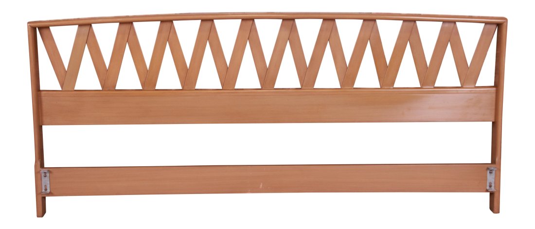 Paul Frankl for Johnson Furniture Mid-Century Modern Bleached Mahogany King Size Headboard (1 of 5)