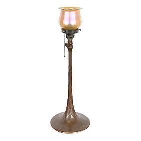 Tiffany Studios New York Bronze Adjustable Floor Lamp With Signed Tiffany Favrile Glass Shade (1 of 12)