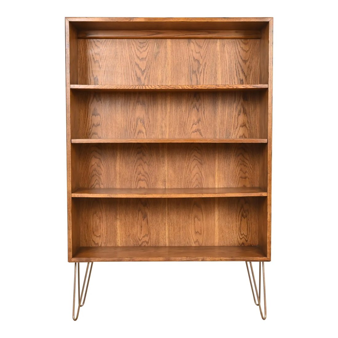 Henredon Mid-Century Modern Oak Bookcase on Hairpin Legs, Circa 1970s (1 of 8)