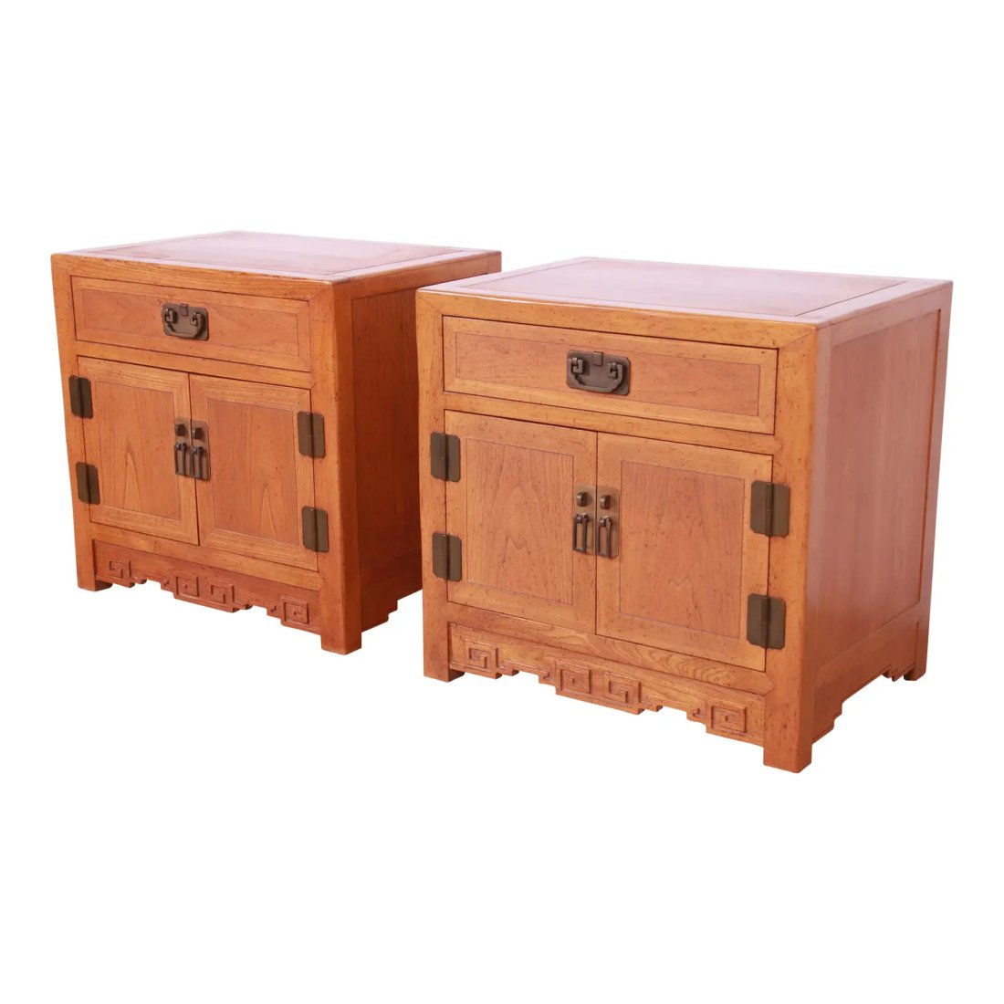 Michael Taylor for Baker Furniture Hollywood Regency Chinoiserie Nightstands, Pair (1 of 12)