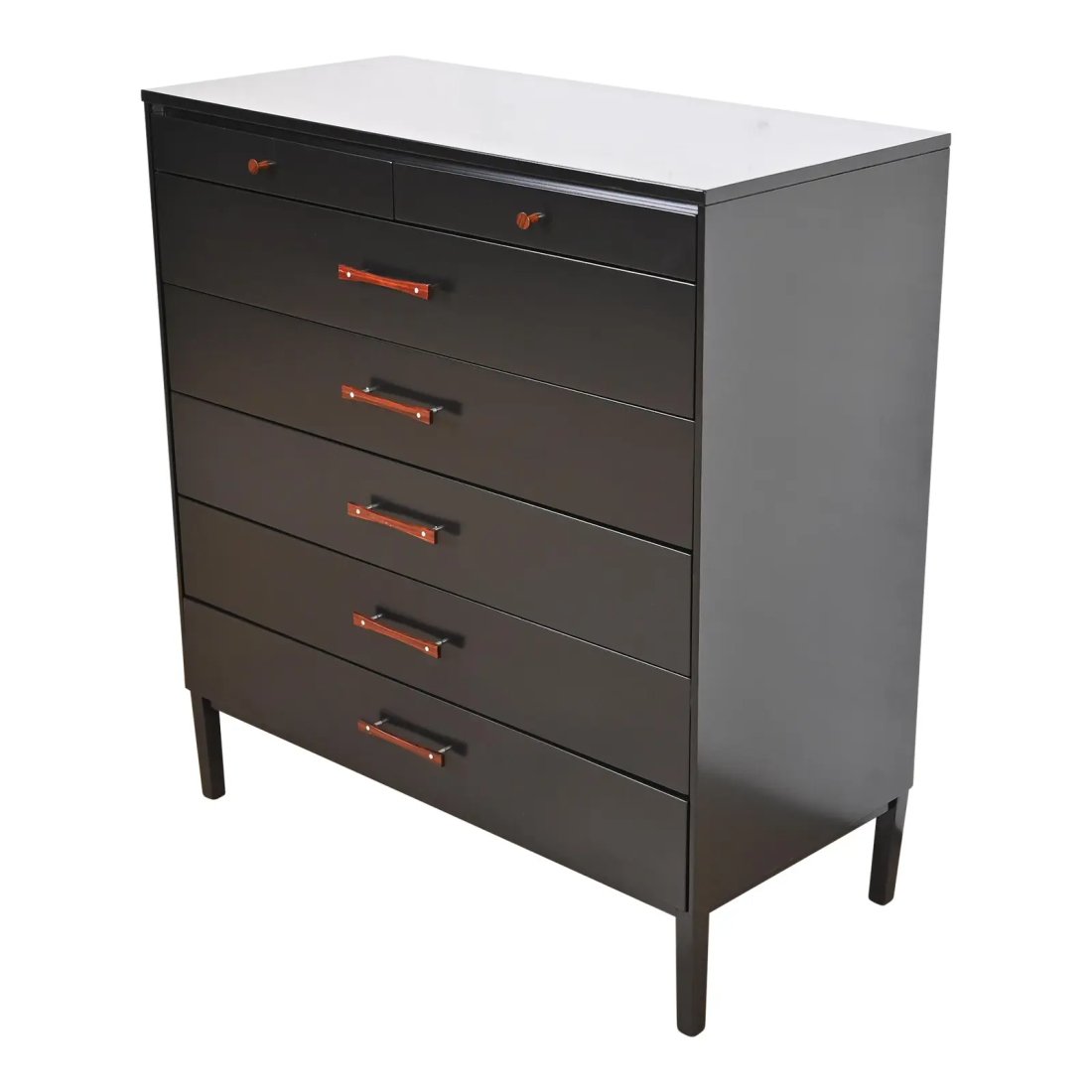 Paul McCobb Perimeter Group Black Lacquered Highboy Dresser, Newly Refinished (1 of 12)