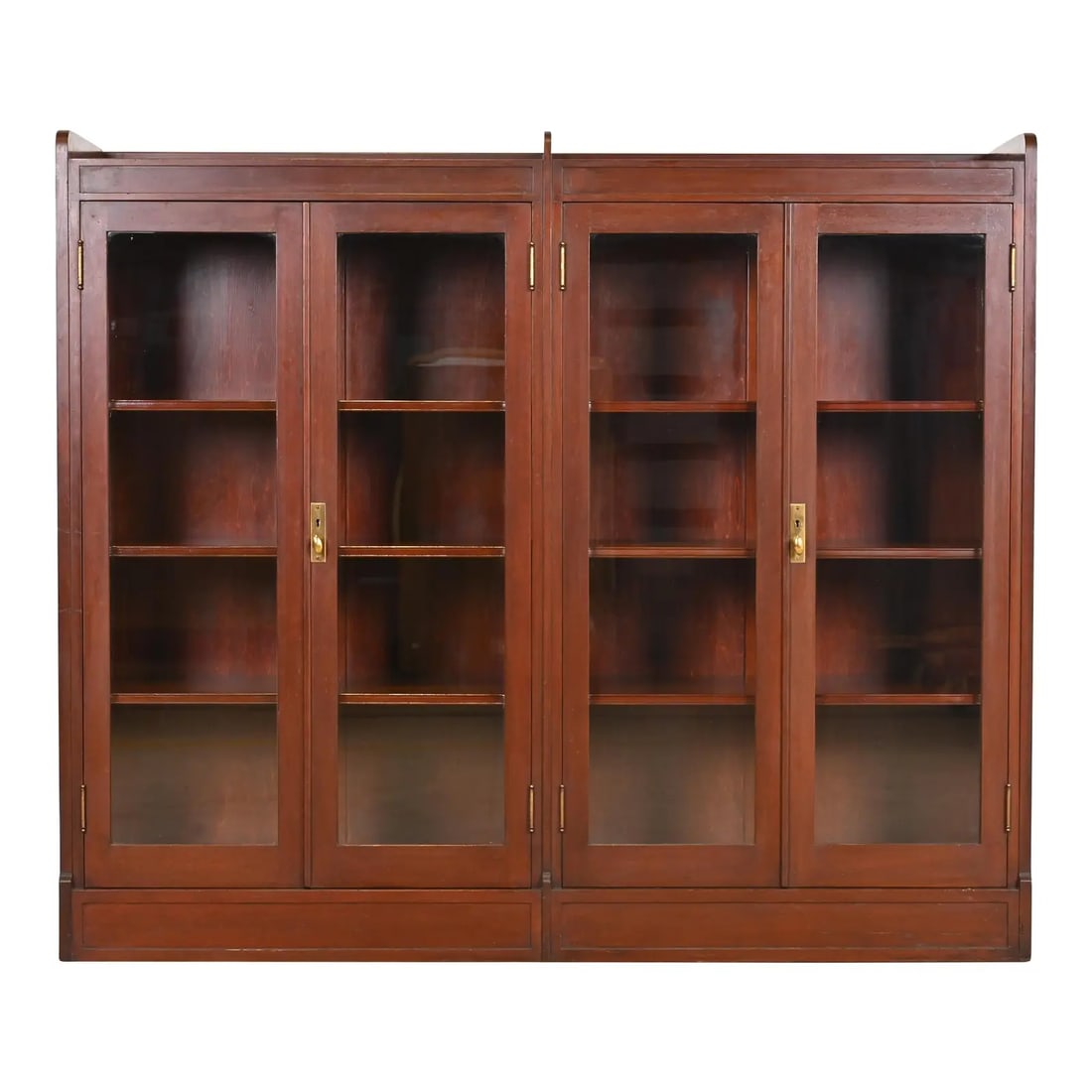 Antique Stickley Style Arts and Crafts Solid Mahogany Double Bookcase, Circa 1920s (1 of 12)