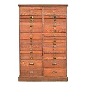 Antique Arts & Crafts Oak 40-Drawer File Cabinet or Chest of Drawers, Circa 1900 (1 of 12)