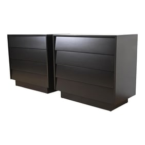 Florence Knoll Mid-Century Modern Black Lacquered Louvered Front Chests of Drawers, Newly Refinished