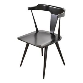 Paul McCobb Planner Group Black Lacquered T-Back Side Chair, Newly Refinished