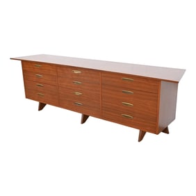 George Nakashima Monumental Sculpted Walnut Dresser for Widdicomb, Newly Restored