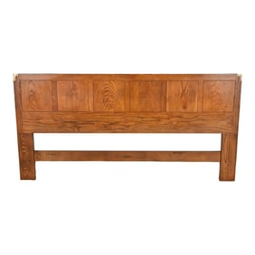 Henredon Mid-Century Modern Campaign Oak King Size Headboard, Circa 1970s