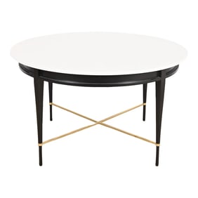 Paul McCobb Irwin Collection Black Lacquer and Brass Round Dining Table or Game Table