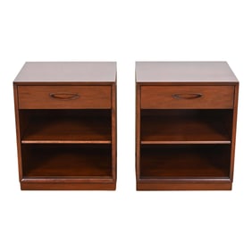 Henredon Mid-Century Modern Walnut Nightstands, Newly Refinished