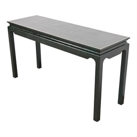Harrison Van Horn Hollywood Regency Chinoiserie Green Lacquered Raffia Grasscloth Console